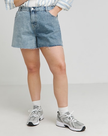 Simply Be Mid Blue Patchwork Denim Shorts