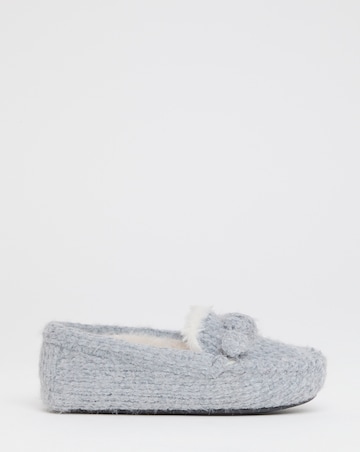 Judy Knitted Moccasin Slippers - Wide Fit (E)