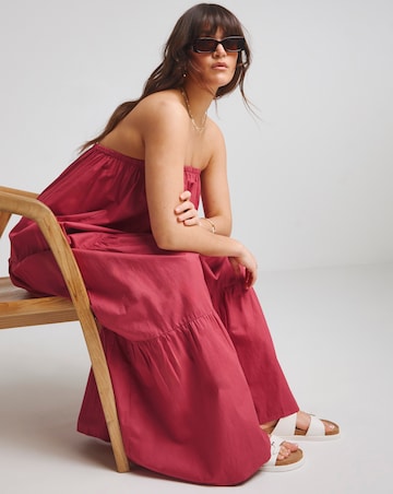 Native Youth Red Bandeau Tiered Maxi Dress