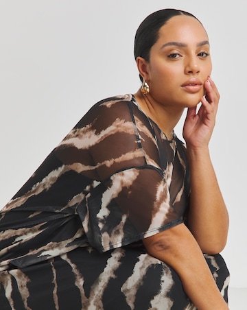 Animal Printed Mesh T-Shirt Dress