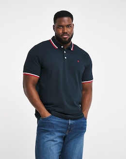 Jack &amp; Jones Premium Paulos Tipped Polo - Navy/Red