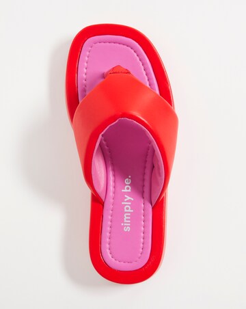 Simply Be Shalia Volume Toe Post Flat Sandals - Wide Fit (E)