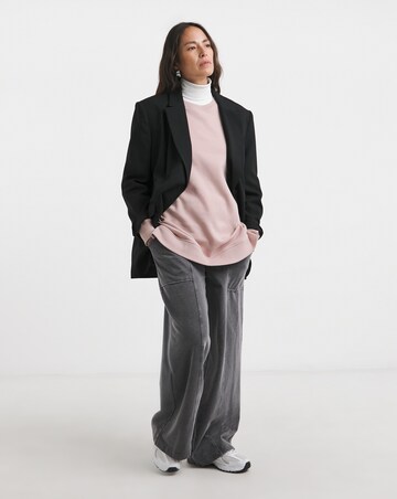 Crew Neck Popper Shoulder Longline Sweatshirt
