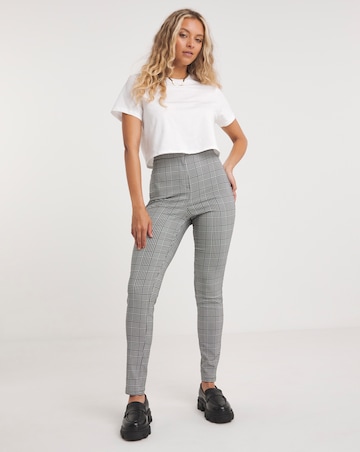 Checked High Waisted Skinny Trousers in Stretch