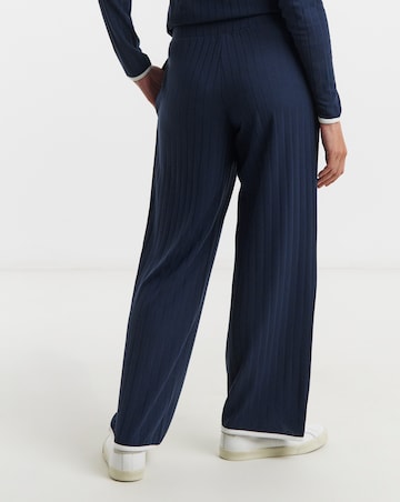 Contrast Edge Ribbed Wide Leg Joggers