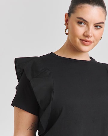 Simply Be Black Ruffle T-Shirt