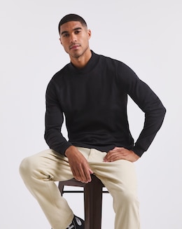 Long Sleeve Jersey Turtle Neck Long Length-Black