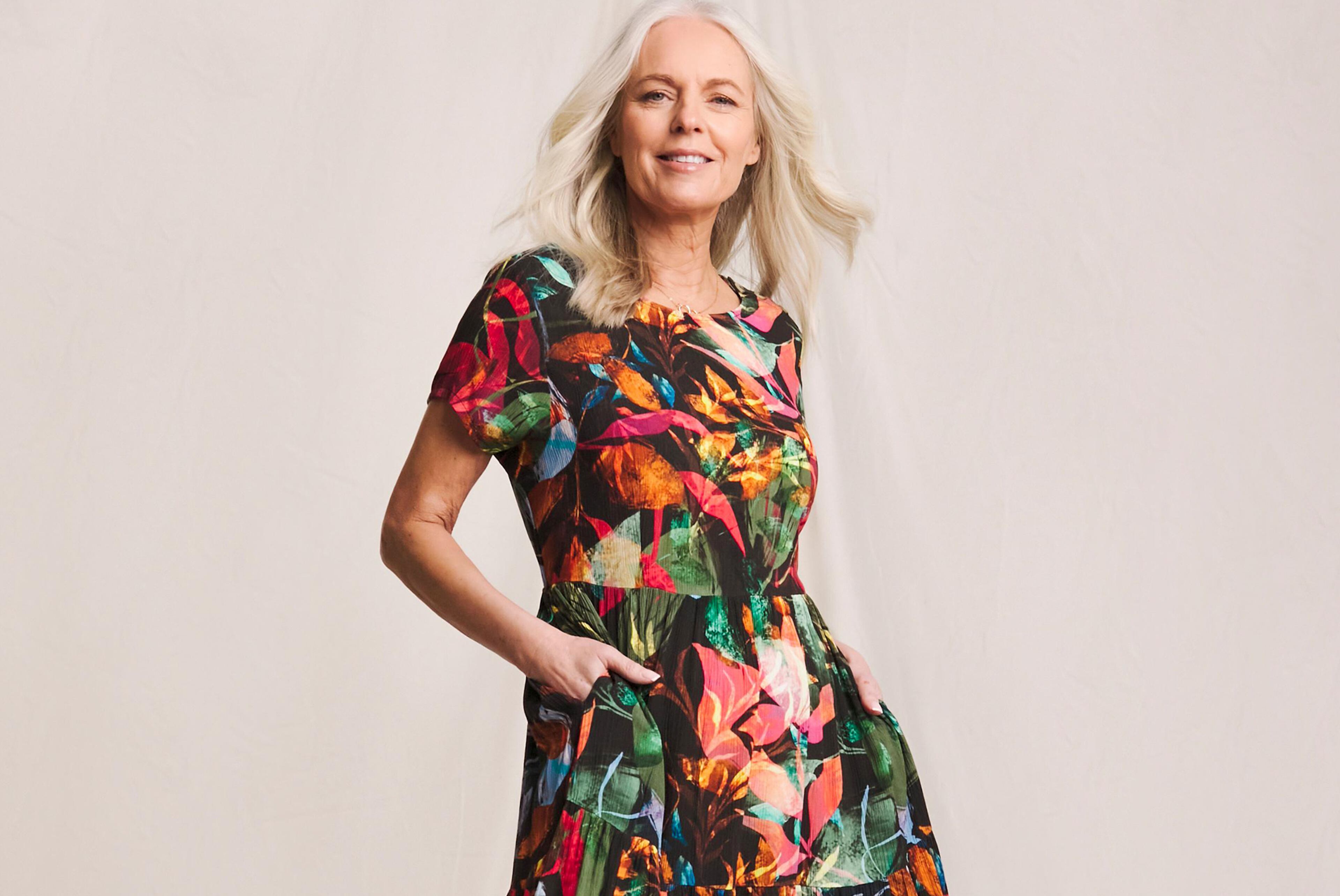 Woman in a brightly coloured dress