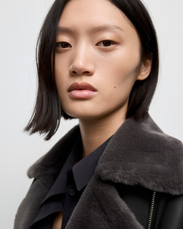 Mango Faux Leather Fur Trim Jacket