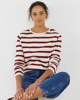 Pink Stripe Crew Neck Long Sleeve T-Shirt