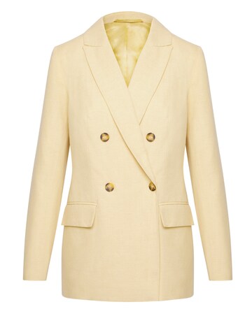 Yellow Linen Double Breasted Blazer