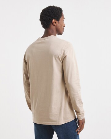 Long Sleeve Crew Neck T-Shirt Long Length- Stone