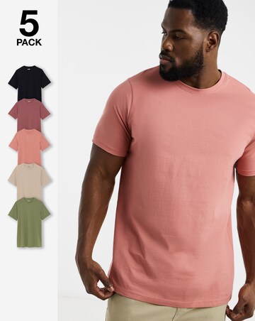5 Pack Multi Crew Neck T-Shirts Long