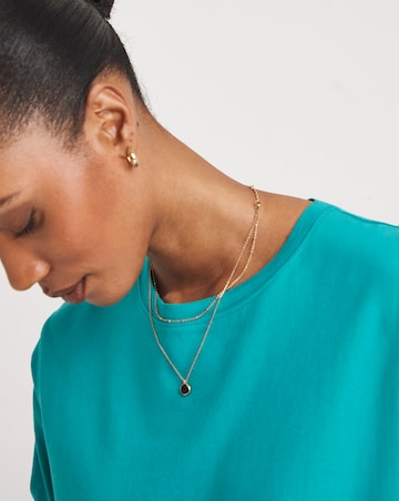 Aqua Crew Neck Longline Top