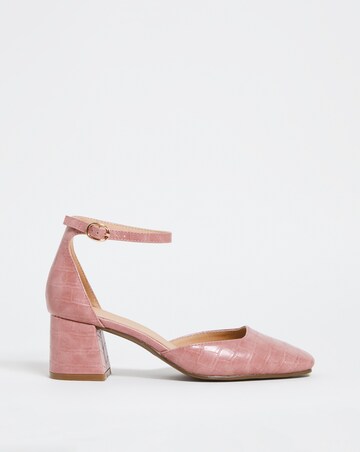 Two Part Block Heel Shoe - Wide Fit (E)