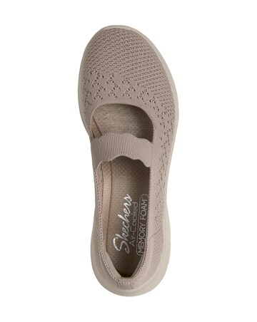 Skechers Taupe Bedford Slip On Mary Jane Shoes - Standard Fit (D)