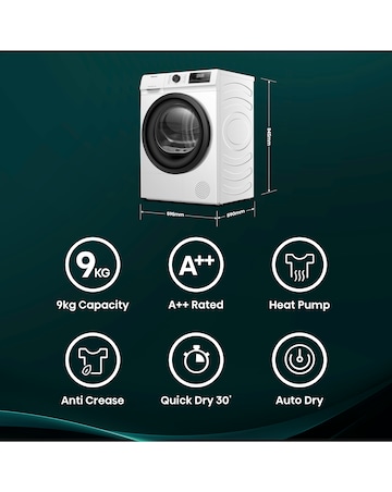 Hisense DH1Q902BW2 1 Series 9kg Heat Pump Dryer White