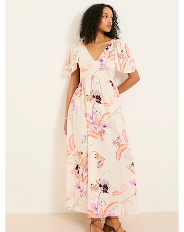 FatFace Copper & Black Marlow Flute Sleeve Dress
