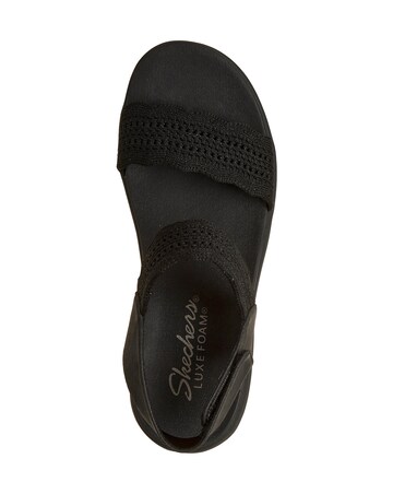 Skechers Arya Glitter Knit Sling Back Black Sandals - Standard Fit (D)