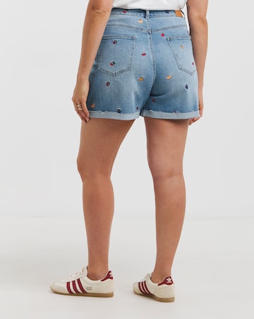 Simply Be Fruit Salad Embroidered Roll Hem Mom Short