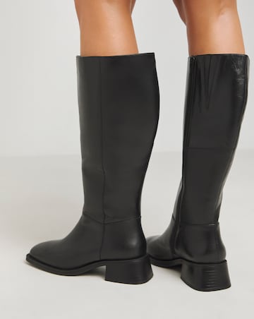 Heavenly Soles Velma Leather Knee High Boots - Extra Wide Fit (EEE) & Curvy Calf