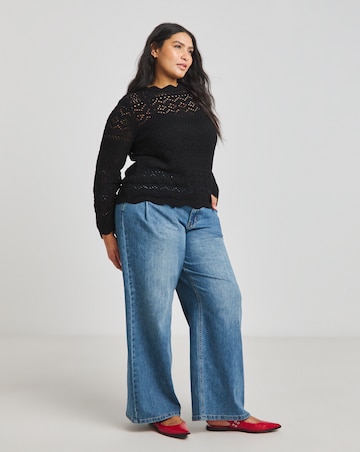 Simply Be Black Crochet Look Jumper