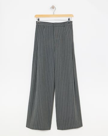 Pleated Pinstripe Wide Leg Trousers