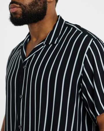 Jack & Jones Jeff Stripe Resort Shirt - Black/White