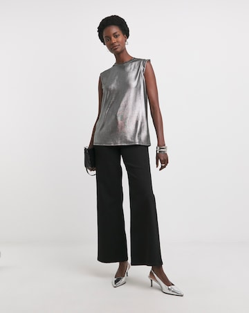Pewter Crew Neck Foiled Tank