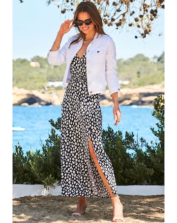 Sosandar Spot Print Split Detail Jersey Maxi Dress