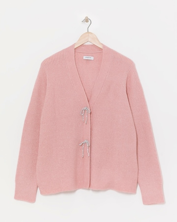 Pink Diamante Bow Cardigan