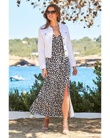 Sosandar Spot Print Split Detail Jersey Maxi Dress