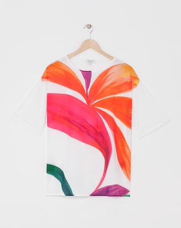 Floral Woven Front Jersey Back T-Shirt