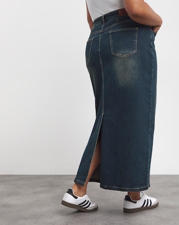 Vintage Wash Column Maxi Skirt