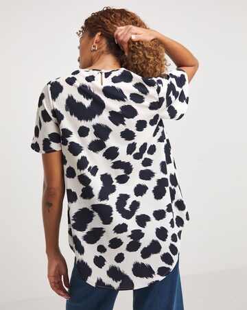 Short Sleeve Animal Print Woven Top