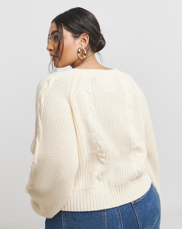 Native Youth Blouson Sleeve V Neck Cable Knit