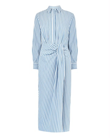 Ro&Zo Ruched Striped Shirt Dress
