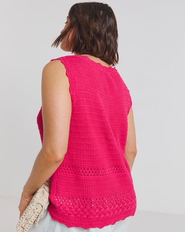 Simply Be Pink Crochet Knitted Vest