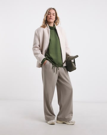 Olive Roll Neck Tie Hem Cosy Sweatshirt