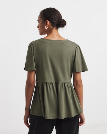 V Neck Crochet Contrast Top