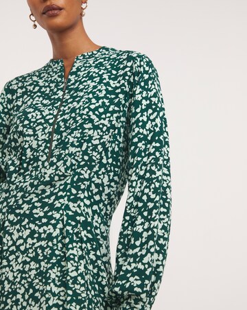 Midi Shirt Dress With Quarter Front Zip