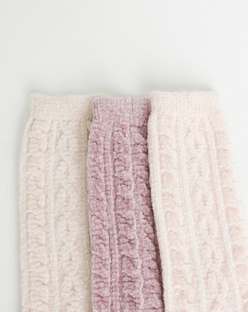 Pretty Secrets (3 Pair Pack) Thermal Cable Knit Fleece Slipper Socks