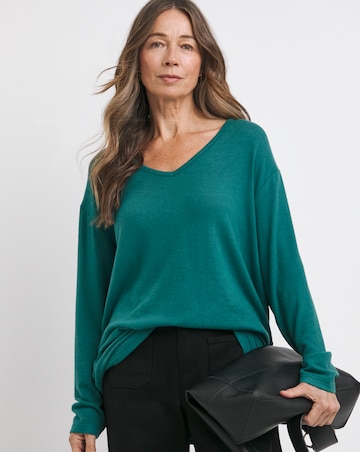 Pine Green Soft Touch V-Neck Longline Top