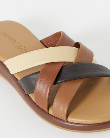 Carmen Soft Multicolour Leather Tubular Mule Sandals - Wide Fit (E)