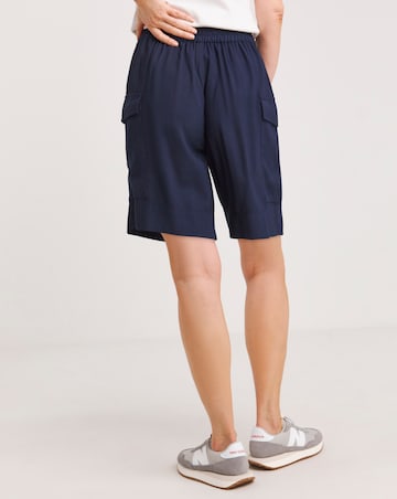 Navy Lyocell Rich Soft Utility Bermuda Shorts