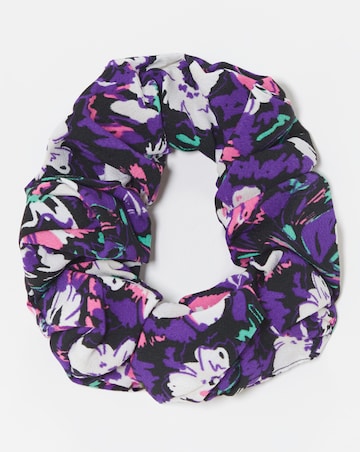 Black Floral Print Longline Long Sleeve Smock Blouse With Matching Scrunchie