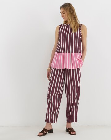 Linen Mix Pleated Peplum Shell Top