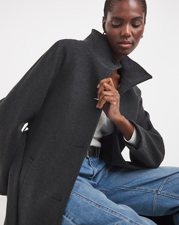 Charcoal Funnel Neck Longline Coat