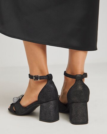 Peppo Diamante Bow Block Heel Sandal - Wide Fit (EEE)