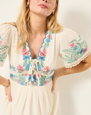 FatFace Lea Embroidered Midi Dress